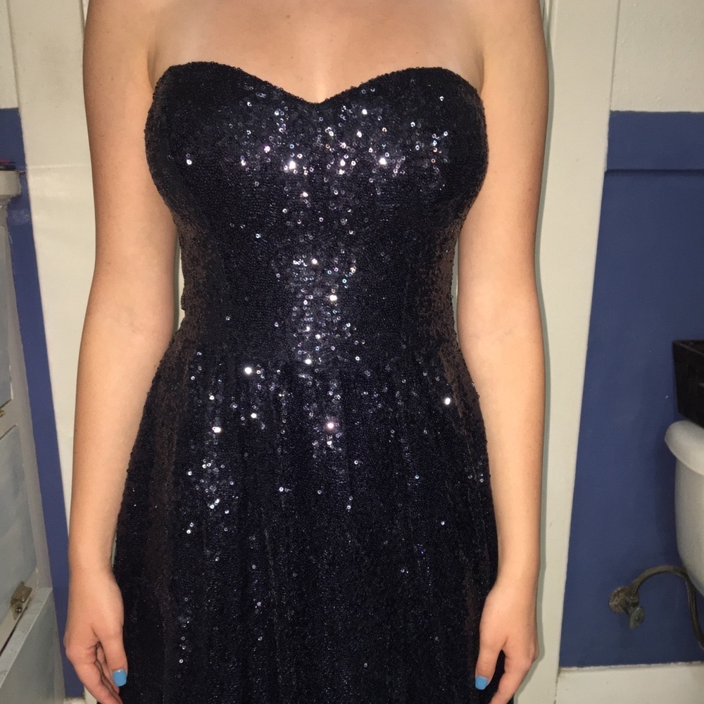 Navy sequin party dress